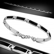 Black Onyx Rectangular links Silver Bracelet (CB286OX)